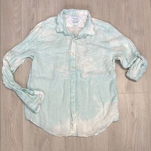 🔥BUNDLESALE Mens XL Denim & Flower Linen Tie Dye Casual Button Down Shirt